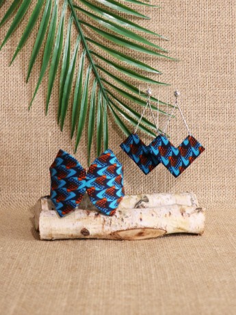 Ensemble papillon / Wax écailles bleu / Bijoux wax / Tissu africain