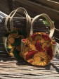 Mini sac Ashanti / Wax fleurs rouges / Sac rond / Tissu africain