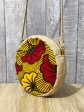 Petit sac rond / Wax fleurs rouge / Toile de jute / Tissu africain