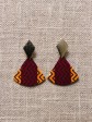 Boucles d'oreilles Éwé / Wax batik rouge / Triangles / Tissu africain