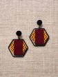 Boucles d'oreilles Krio / Wax batik rouge / Hexagone / Tissu africain