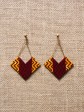 Boucles d'oreilles Wès / Wax batik rouge / Losanges / Tissu africain