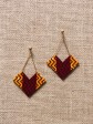 Boucles d'oreilles Wès / Wax batik rouge / Losanges / Tissu africain