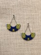 Boucles d'oreilles Mona / Wax Kente bleu / Demi cercle / Tissu africain