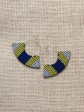 Boucles d'oreilles Chaga / Wax Kente bleu / Eventail / Tissu africain