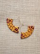 Boucles d'oreilles Chaga / Wax animal jaune / Eventail / Tissu africain