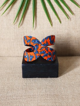 Manchette Akan / Wax conseillé orange / Bracelet africain / Tissu africain