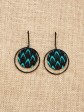 Boucles d'oreilles Sali / Wax écailles turquoise / Cercles / Tissu africain