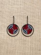 Boucles d'oreilles Sali / Wax géo rouge / Cercles / Tissu africain