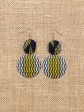 Boucles d'oreilles Temzit / Wax Kente bleu / Cercles / Tissu africain