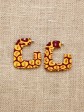 Boucles d'oreilles Ganda / Wax animal jaune / Cercles / Tissu africain