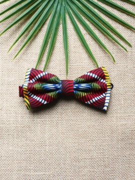 Noeud papillon Mobali / Wax batik multicolore / Noeud rouge / Tissu africain