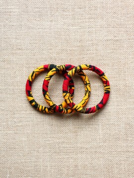Lot de 3 bracelets / Wax fleurs rouge / Trois bracelets / Tissu africain