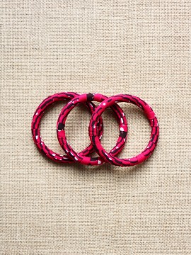 Lot de 3 bracelets / Wax hirondelles rose / Trois bracelets / Tissu africain