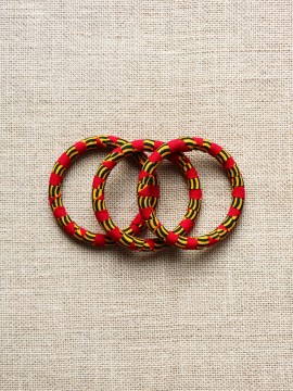 Lot de 3 bracelets / Wax chacha rouge / Trois bracelets / Tissu africain