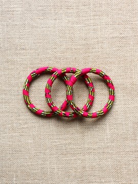 Lot de 3 bracelets / Wax chacha rose / Trois bracelets / Tissu africain